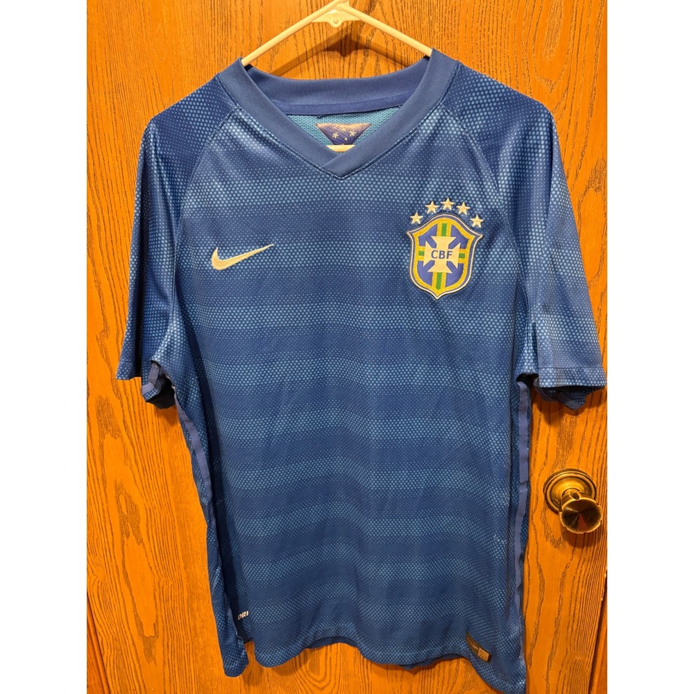 Nike Brazil National Team 2014 World Cup Away Football Jersey Blue Size XL Men's